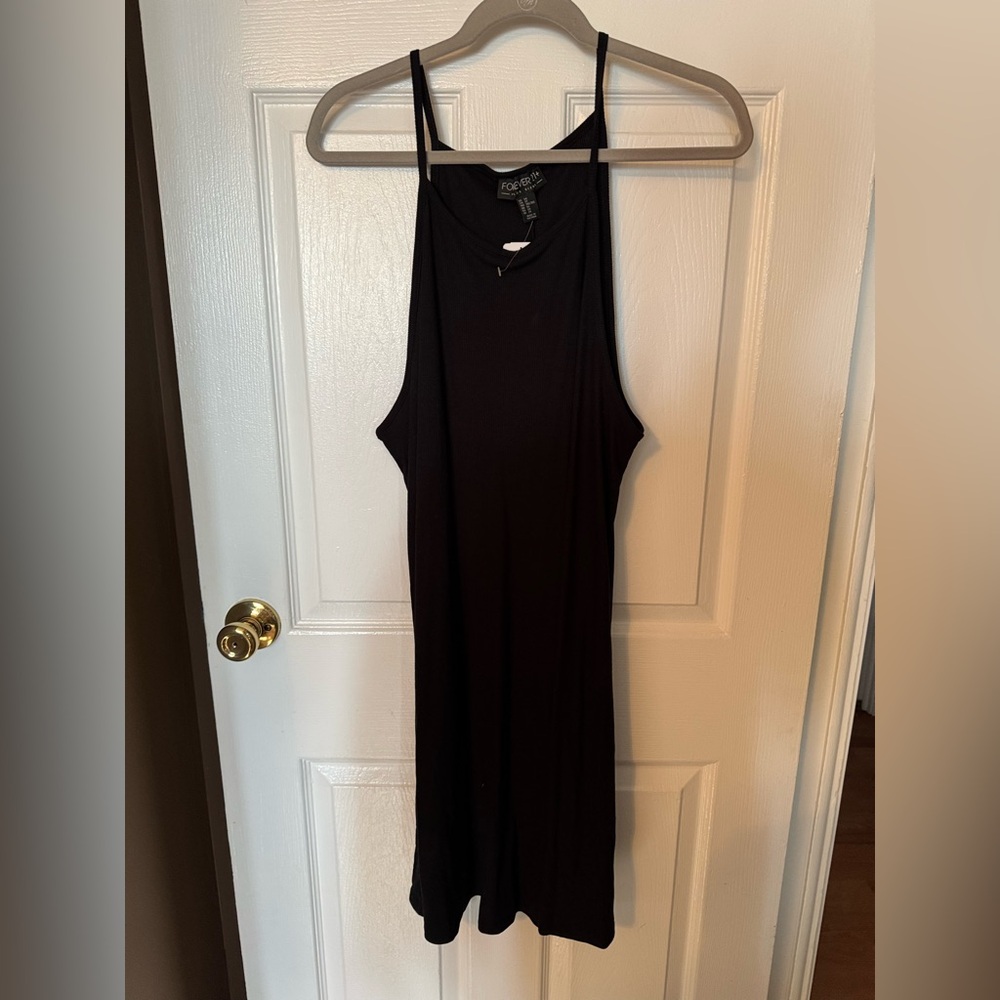 Rib knit tank black dress